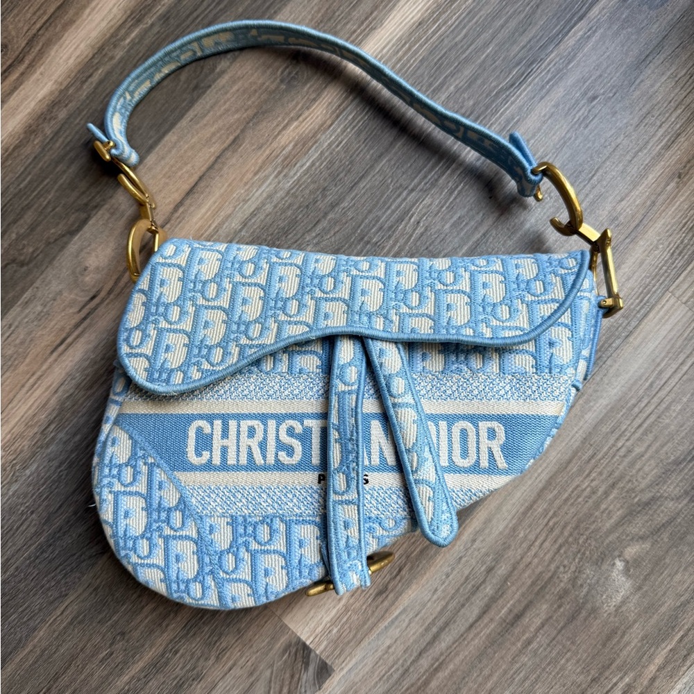 Dior Light Blue Monogram Shoulder Bag